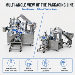 Automatic Hinged-Lid Tube Packaging Machine | Loading, Closing & Labeling